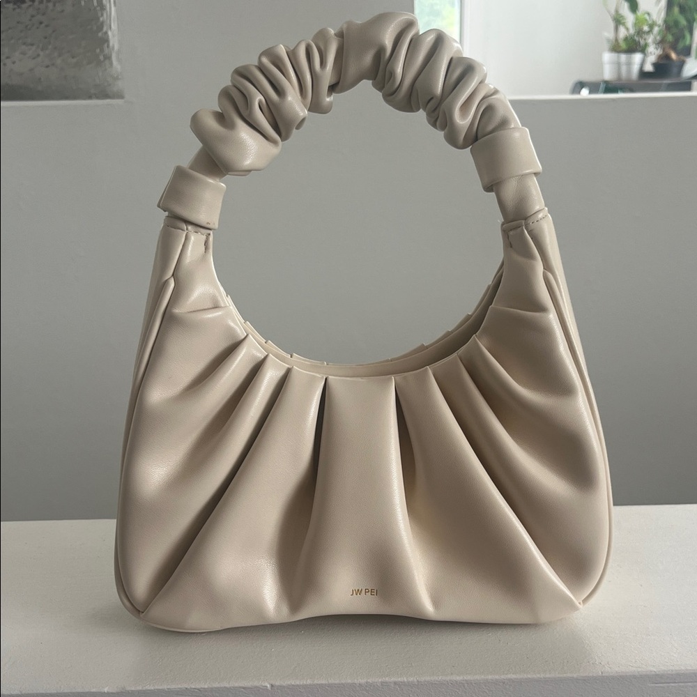 JW PEI Beige Ruched Shoulder Bag